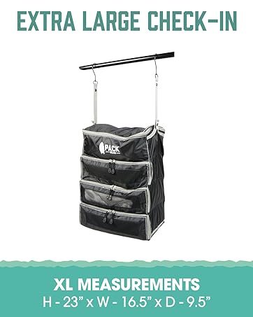 Factory Direct Hanging Luggage Organizer - Carry On Closet Insert with Custom Logo Fits Any Carry-On Velcro Quick Clothes Access - Solid Green Carry-On Size Private Label