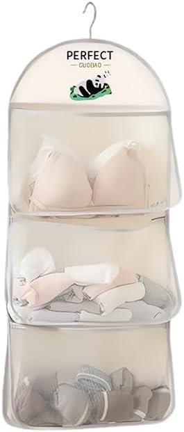 Custom Logo Multi-Purpose Multi-Layer Mesh Hanging Storage Bag Private Label with Metal Hanger Mesh Pockets for Bra Underwear Socks Door Wall Closet Manufacturer