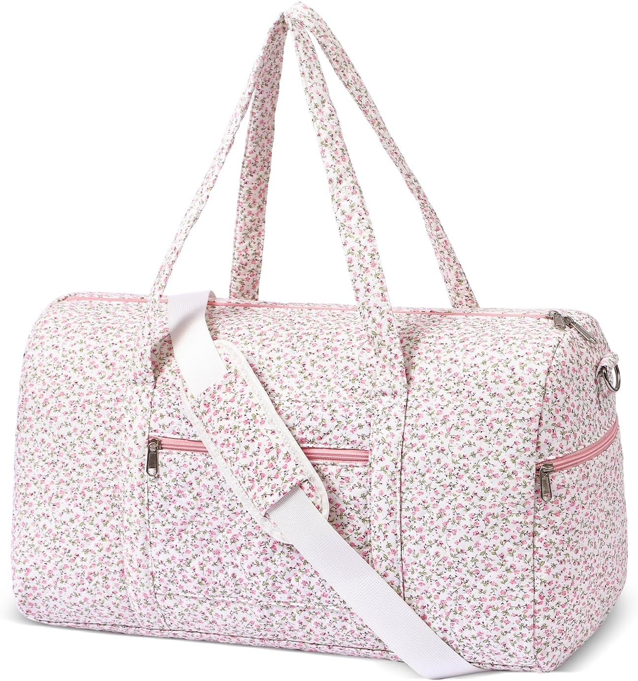 Custom Logo Gym Bag for Women Cute Quilted Floral Duffle for Travel Private Label Weekend Bag with Zipper Pocket Dance Bag Organizer Factory