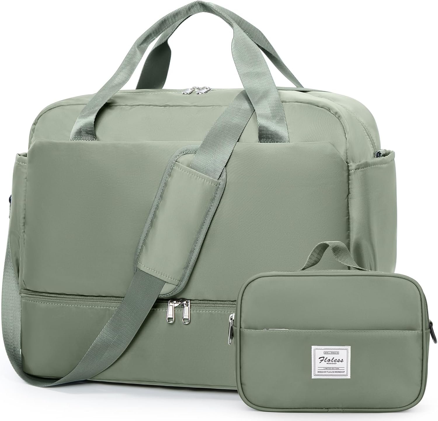 Custom Logo Women's Travel Duffel Weekender Carry-On Bag with Wet Pocket and Toiletry Bag Private Label for Spirit Airlines 18x14x8 Personal Item Manufacturer