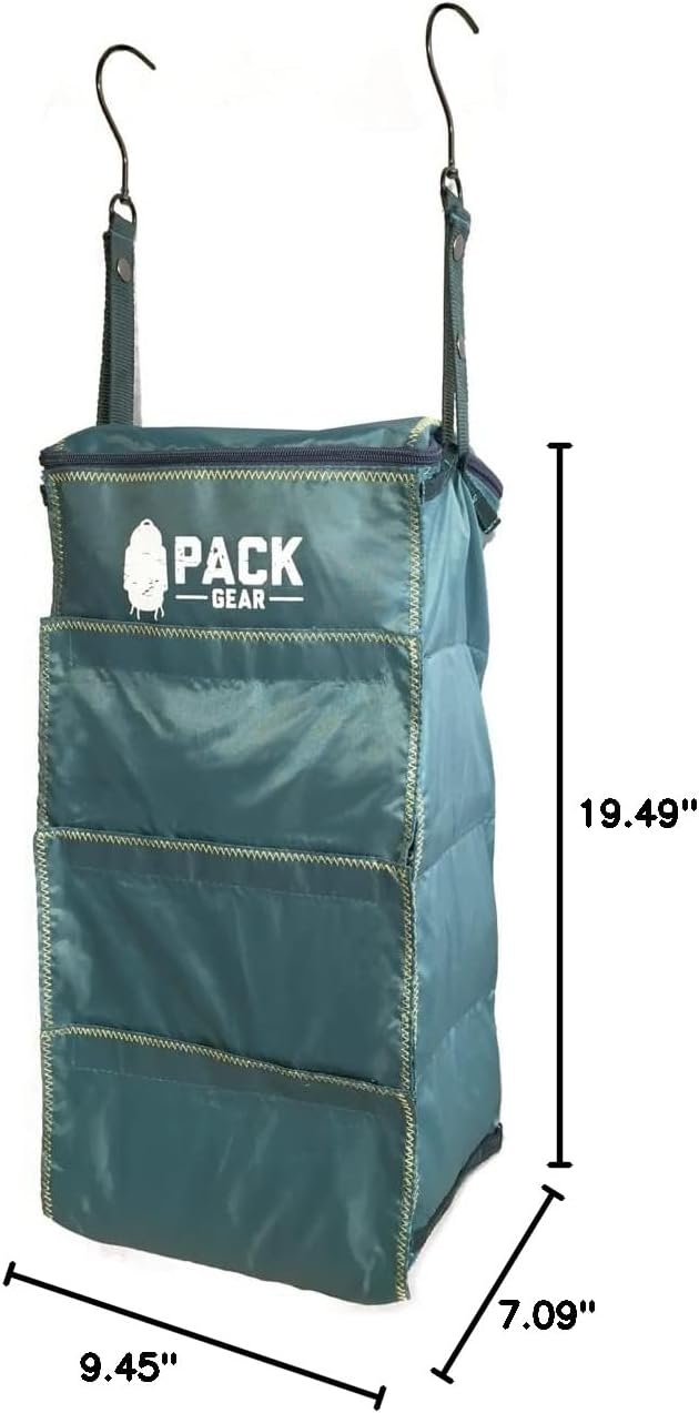 Factory Direct Hanging Luggage Organizer - Carry On Closet Insert with Custom Logo Fits Any Carry-On Velcro Quick Clothes Access - Solid Green Carry-On Size Private Label