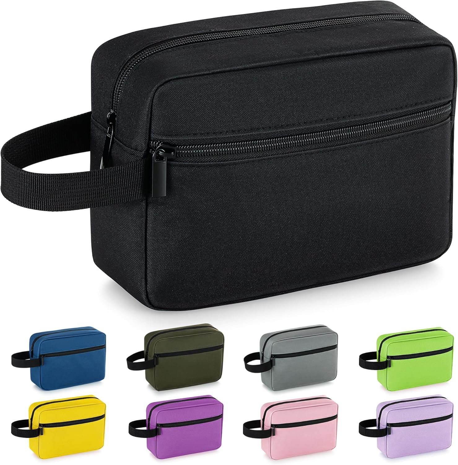 Custom Logo Travel Toiletry Bag for Women and Men Lightweight Hanging Makeup Bag Dopp Kit with Shaving Compartment Cosmetic Organizer Private Label Small Tool Bag Travel Essentials Factory Gifts for Men Black