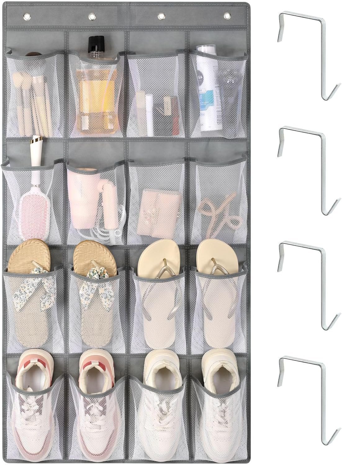 Private Label 16-Pocket Hanging Organizer Over the Door Shoe Organizer for Cruise Cabin & RV Breathable Mesh Storage Pockets Custom Logo Space Saving Holder with 4 Sturdy Metal Hooks Manufacturer