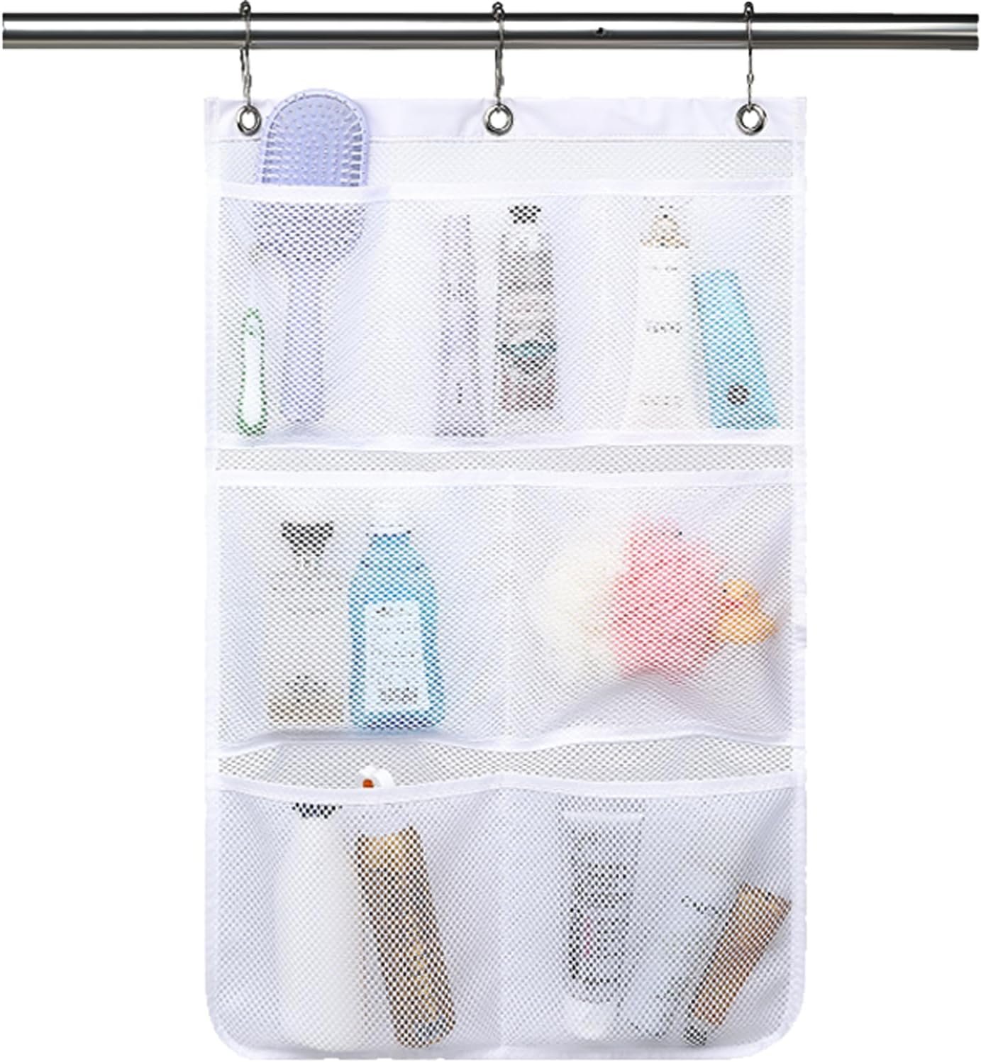 Custom Logo Mesh Hanging Shower Caddy Quick-Drying Organizer with 7 Pockets Private Label Portable Bathroom Storage for Shampoo Soap Loofah Travel Cruise Essentials Manufacturer