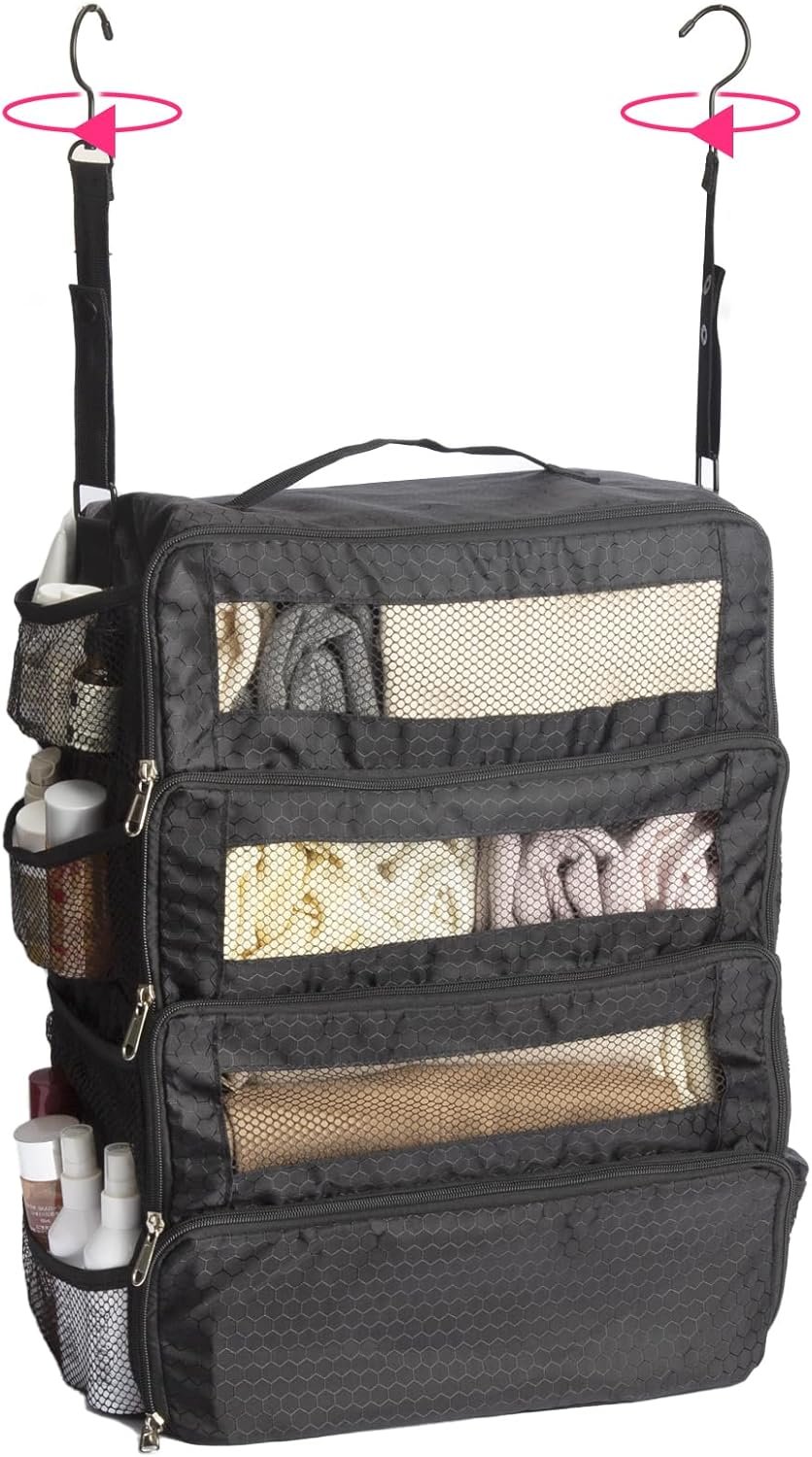 Factory Hanging Travel Organizer Carry-On Luggage Packing Cubes with Custom Logo Portable Travel Shelves Black 1 Private Label