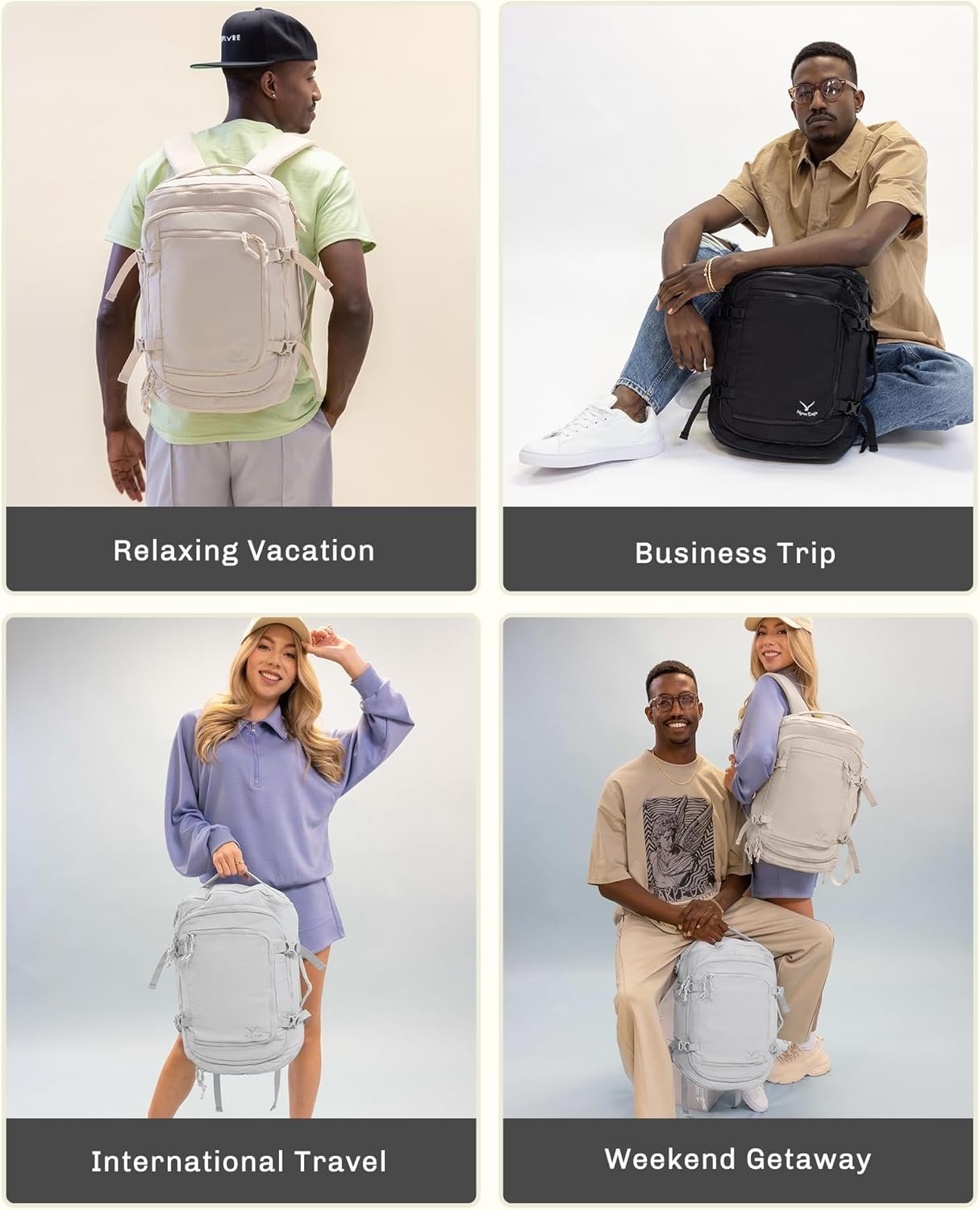 Private Label 16-Inch Lightweight Flight-Approved Travel Laptop Backpack Manufacturer 20L Carry-On Weekender Daypack Custom Logo Light Grey Blue