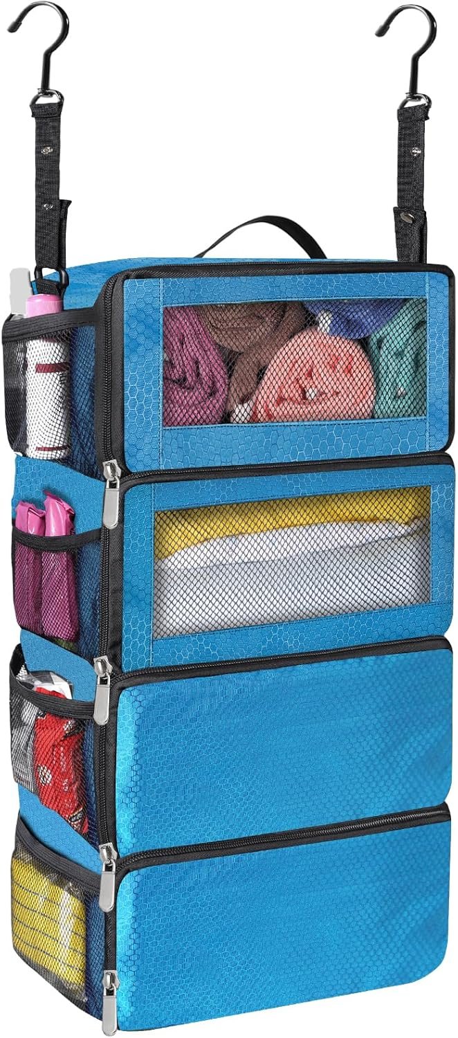 Private Label Hanging Travel Packing Cubes Luggage Organizer Manufacturer for Suitcase Carry-On Closet with Custom Logo (Blue)