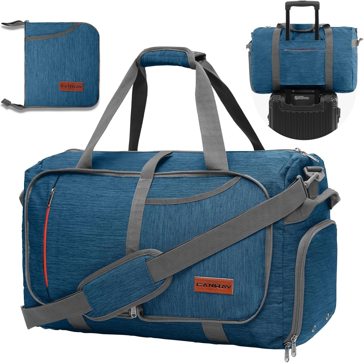 Private Label 40L Foldable Duffle Bag Manufacturer for Men & Women Travel Carry On 22"x14"x9" Airline Approved Small Overnight Luggage with Custom Logo Shoe Compartment Water-Resistant Gym Sports Bag