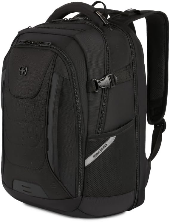 Custom Logo Travel Tech Pro Laptop Backpack – Fits Laptops up to 16” Private Label ScanSmart TSA-Friendly with Multiple Organizer Pockets – Manufacturer Black