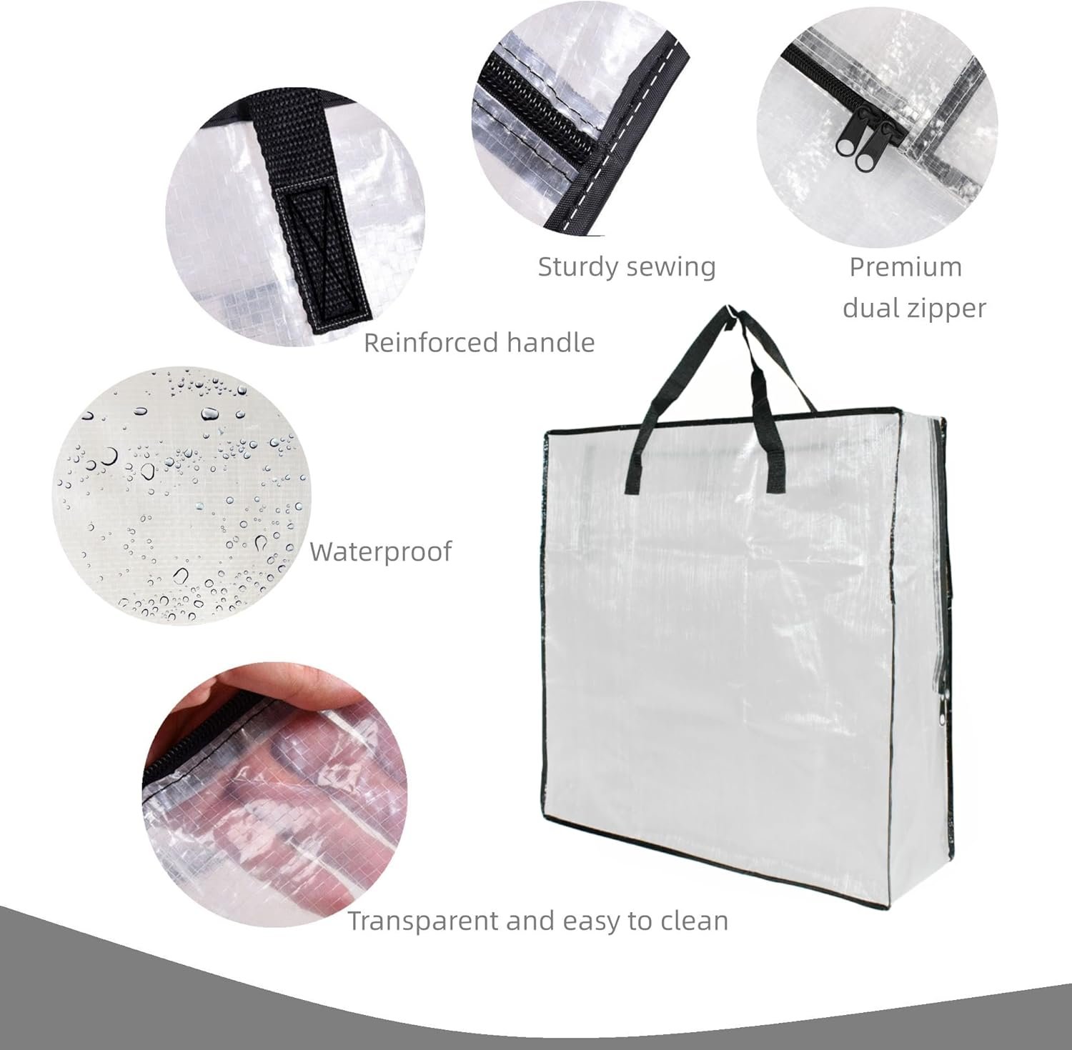 Private Label 5 Pack Clear Moving Storage Bags with Handles and Zippers Custom Logo for Wreath Garland Bedding Toys Under Bed Organizer Manufacturer