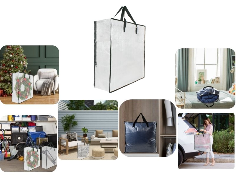 Private Label 5 Pack Clear Moving Storage Bags with Handles and Zippers Custom Logo for Wreath Garland Bedding Toys Under Bed Organizer Manufacturer