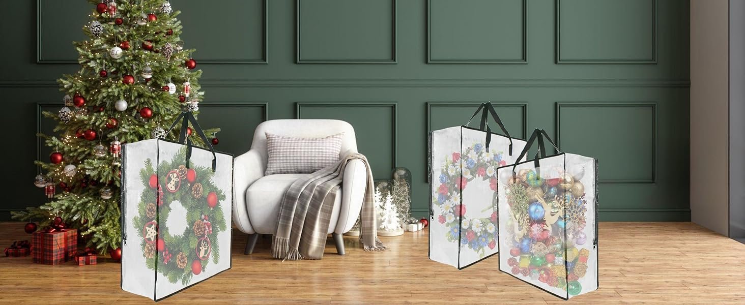 Private Label 5 Pack Clear Moving Storage Bags with Handles and Zippers Custom Logo for Wreath Garland Bedding Toys Under Bed Organizer Manufacturer