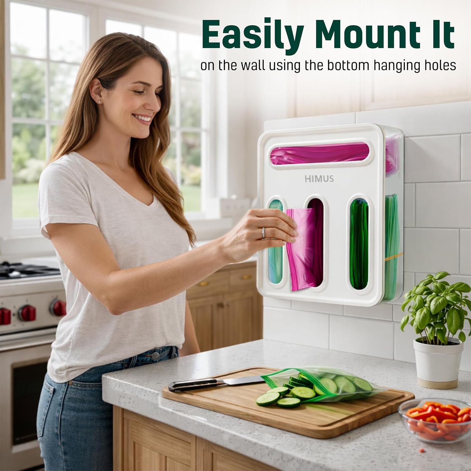 Private Label 4 in 1 Plastic Food Storage Bag Organizer - Custom Logo Baggie Drawer Organizer Compatible with Sandwich Snack Gallon Quart Slider - Kitchen Storage Wall Drawer Mount Manufacturer