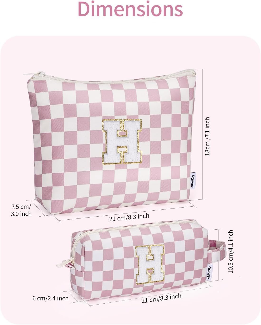 Custom Logo Pink Monogram Personalized Makeup Cosmetic Travel Toiletry Bags Private Label Birthday Gifts for Kids Tween Women Teen Girls Trendy 8 10 11 12 14 16 18 Years Old (H) Manufacturer