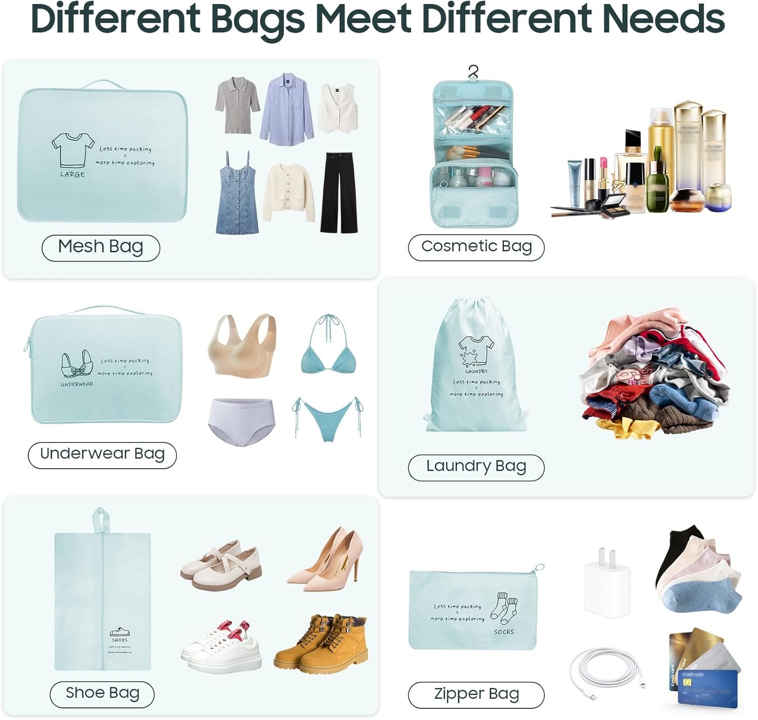 Private Label 8 Set Travel Packing Organizers Manufacturer Direct Luggage Organizers for Suitcases with Hanging Toiletry Shoe Laundry Bags Custom Logo Packing Cubes for Travel Essentials Cute Gifts for Women Lake Blue Private Label 8 Set Travel Packing Organizers Manufacturer Direct Luggage Organizers for Suitcases with Hanging Toiletry Shoe Laundry Bags Custom Logo Packing Cubes for Travel Essentials Cute Gifts for Women Lake Blue