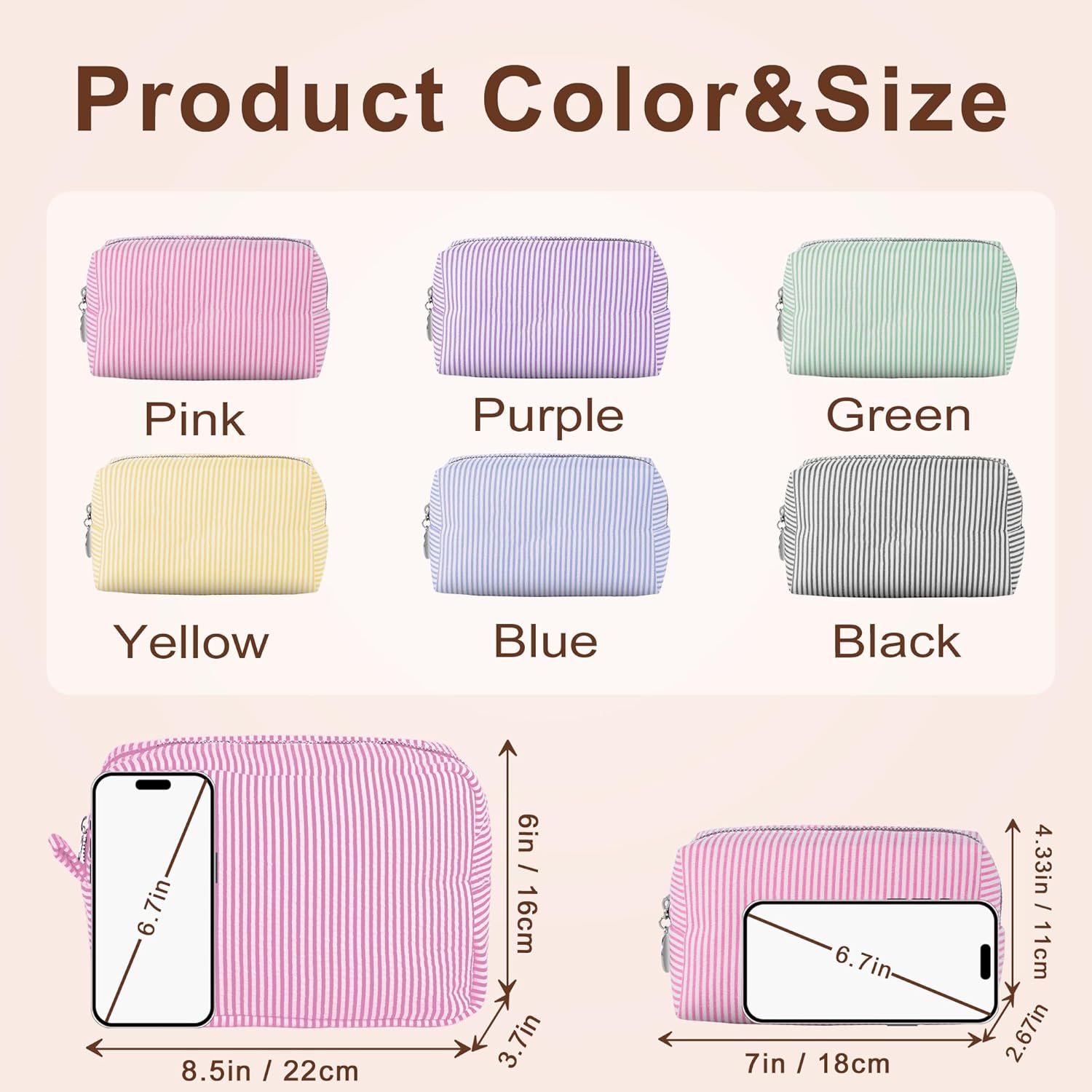 Manufacturer Large Capacity Personalized Makeup Bag with Name Custom Logo Travel Toiletry Case Private Label Seersucker Cosmetic Bag Wedding Birthday Gifts for Girls Women Manufacturer Large Capacity Personalized Makeup Bag with Name Custom Logo Travel Toiletry Case Private Label Seersucker Cosmetic Bag Wedding Birthday Gifts for Girls Women