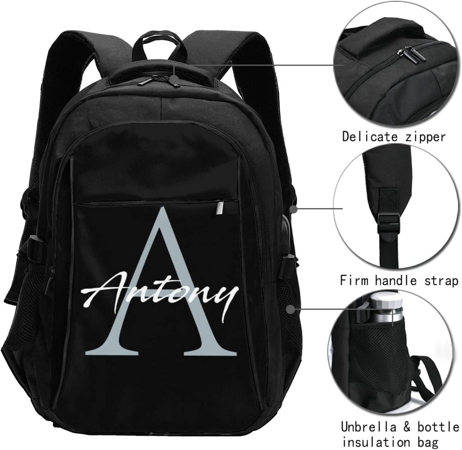 Private Label Personalized Laptop Backpack with Custom Logo for Women Men Name Photo USB Port Travel Computer Bookbag Manufacturer