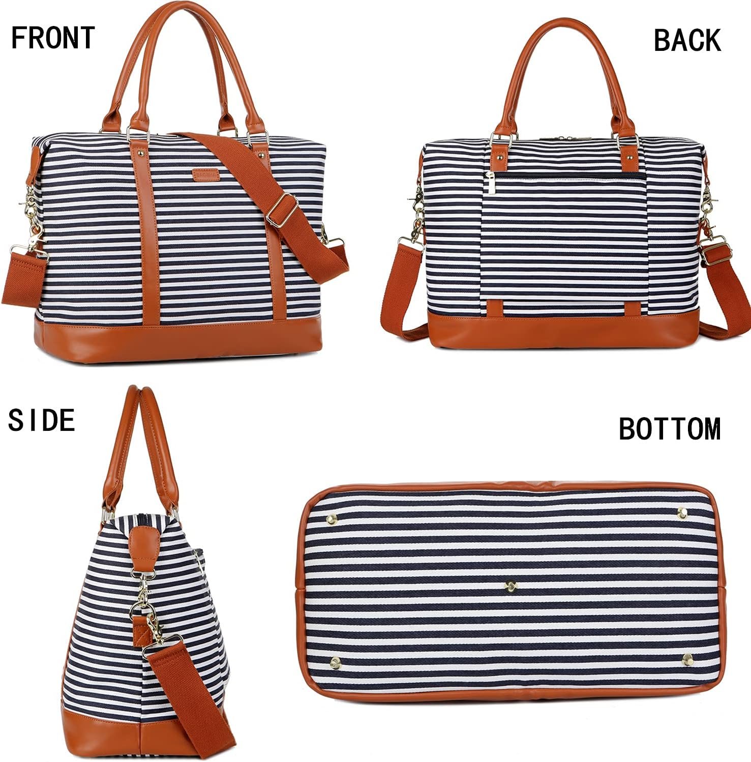 Manufacturer Private Label HB-28 Women's Canvas Travel Weekender Overnight Carry-on Duffel Tote Bag Custom Logo