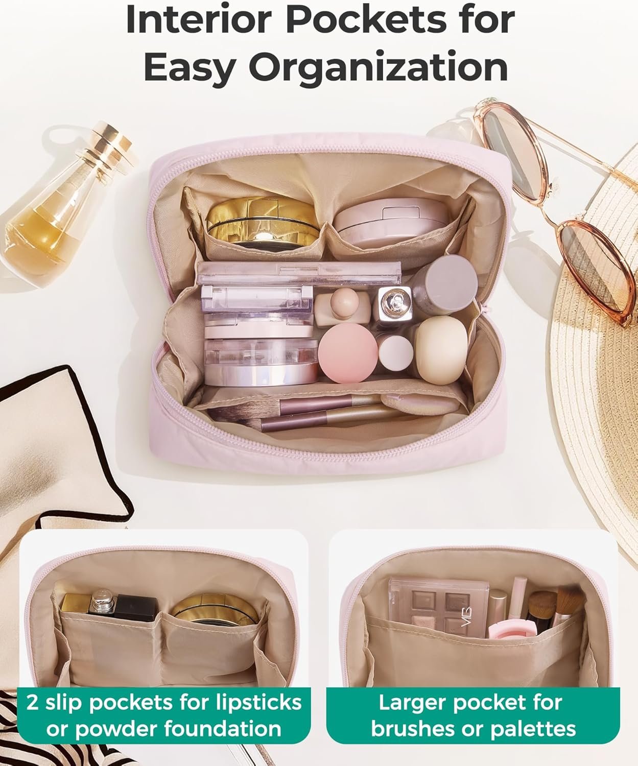 Custom Logo Makeup Bag Factory Direct Wide Opening Compact Spacious Water-Resistant Cosmetic Travel Organizer Pouches Private Label for Women Khaki Checkered Custom Logo Makeup Bag Factory Direct Wide Opening Compact Spacious Water-Resistant Cosmetic Travel Organizer Pouches Private Label for Women Khaki Checkered