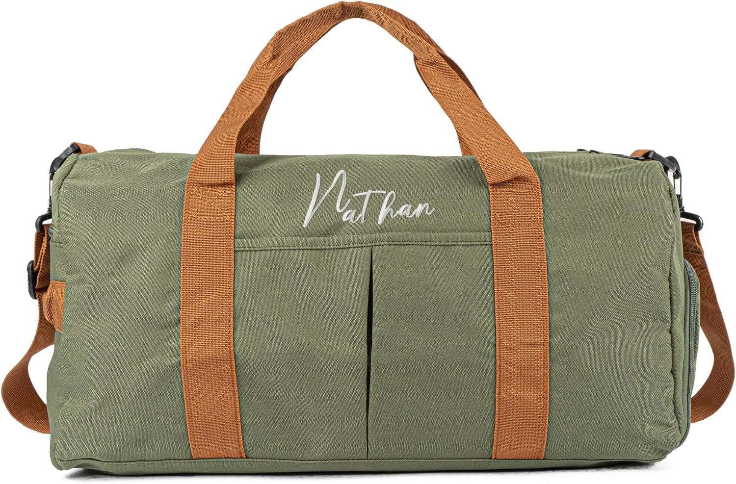 Private Label Duffle Bag for Men Custom Logo Durable Canvas Weekender Overnight Travel Bag with Shoe Compartment Groomsmen Gift for Gym Storage Camping Moving Manufacturer (Green)