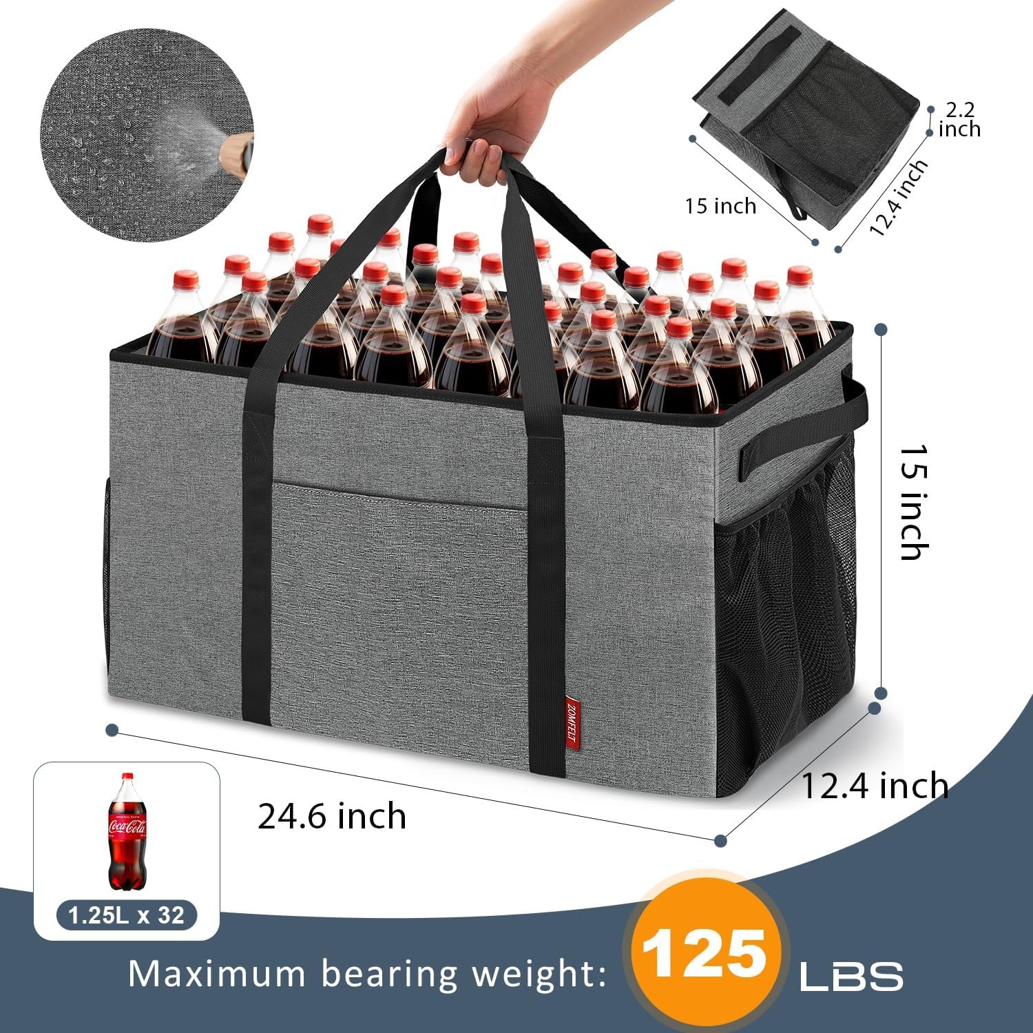 Custom Logo 75L Standing Extra Large Utility Tote Bag with Removable Dividers and 4-Sided Reinforcement for Private Label Reusable Grocery Shopping Bags from Manufacturer