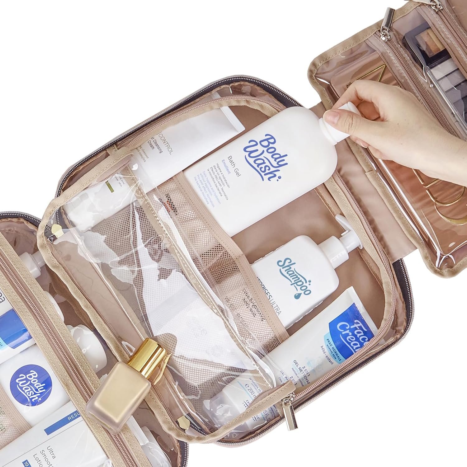 Private Label Travel Toiletry Bag for Women Custom Logo Portable Hanging Organizer for Full-Sized Shampoo Conditioner Brushes Makeup Accessories Large Size Pink Manufacturer