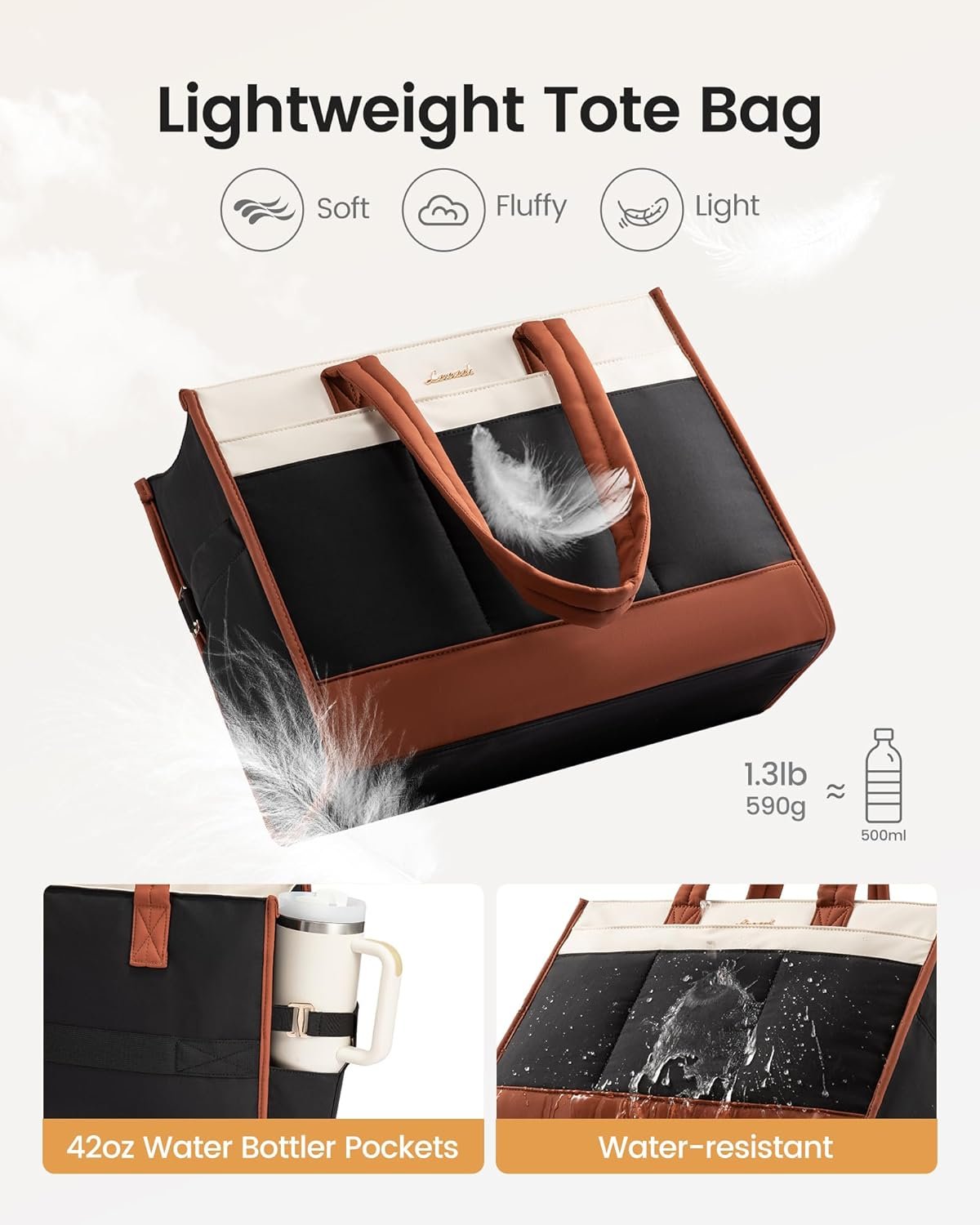 Private Label Tote Bag for Women Puffer Laptop Handbag Work Purse 15.6 Inch Teacher Nurse Large Quilted Shoulder Bag with Zipper College Office Clinical Gym Custom Logo Manufacturer Cream Black Brown