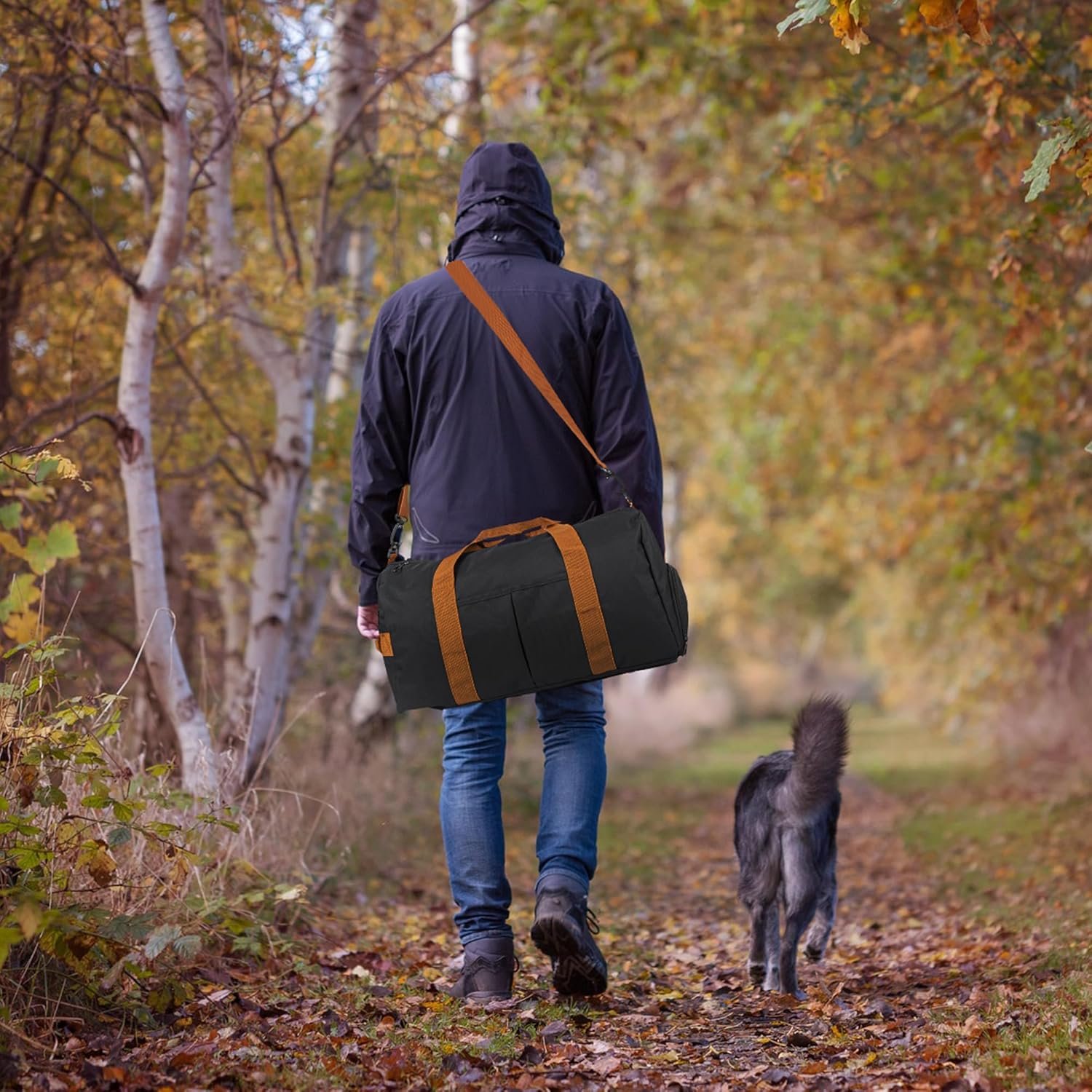 Custom Logo Duffle Bag for Men Private Label Durable Canvas Weekender Overnight Travel Bag with Shoe Compartment Manufacturer Groomsmen Gift Gym Storage Camping (Black)