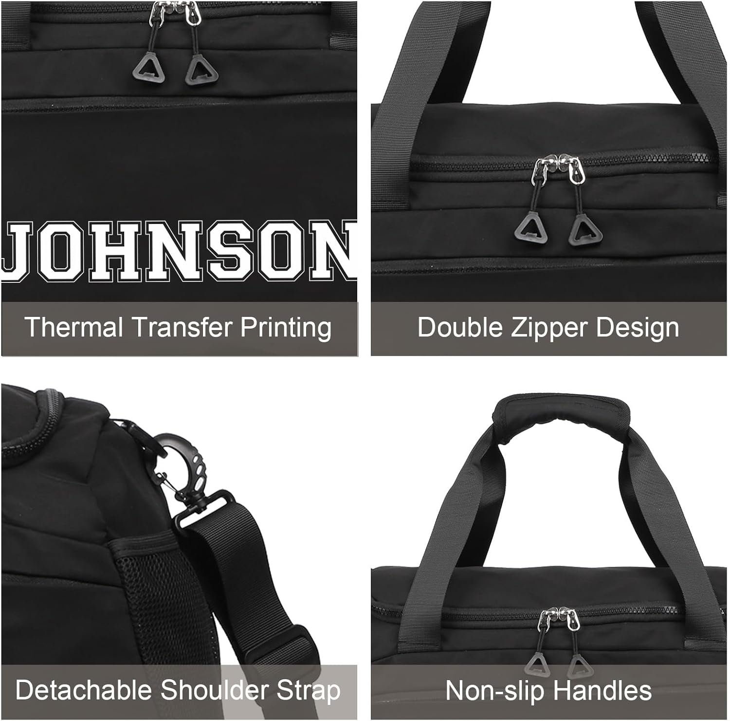 Private Label Duffel Bag Custom Logo Personalized Embroidered Dry Wet Separated Sport Gym Travel Waterproof Weekend Bag Manufacturer for Women Men (A-Black)