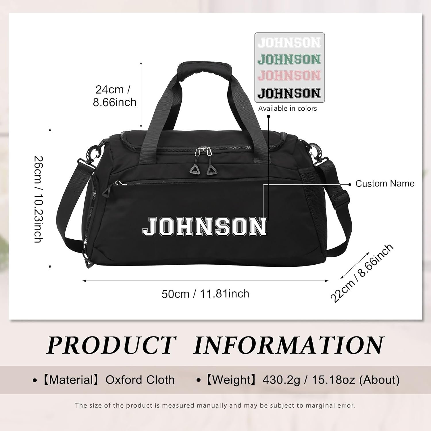 Private Label Duffel Bag Custom Logo Personalized Embroidered Dry Wet Separated Sport Gym Travel Waterproof Weekend Bag Manufacturer for Women Men (A-Black)