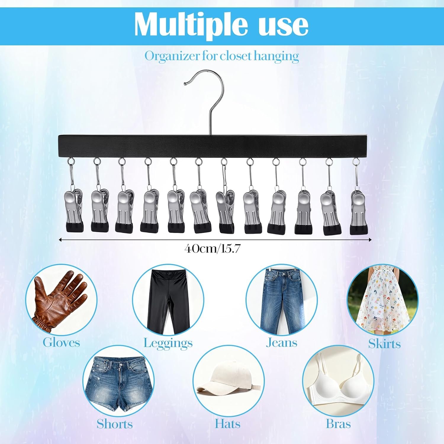 Private Label Legging Organizer 4 Pack for Closet Hangers with 12 Clips Holds 48 Pants Jeans Hats Shorts Socks Custom Logo 360° Rotating Space Saving from Manufacturer