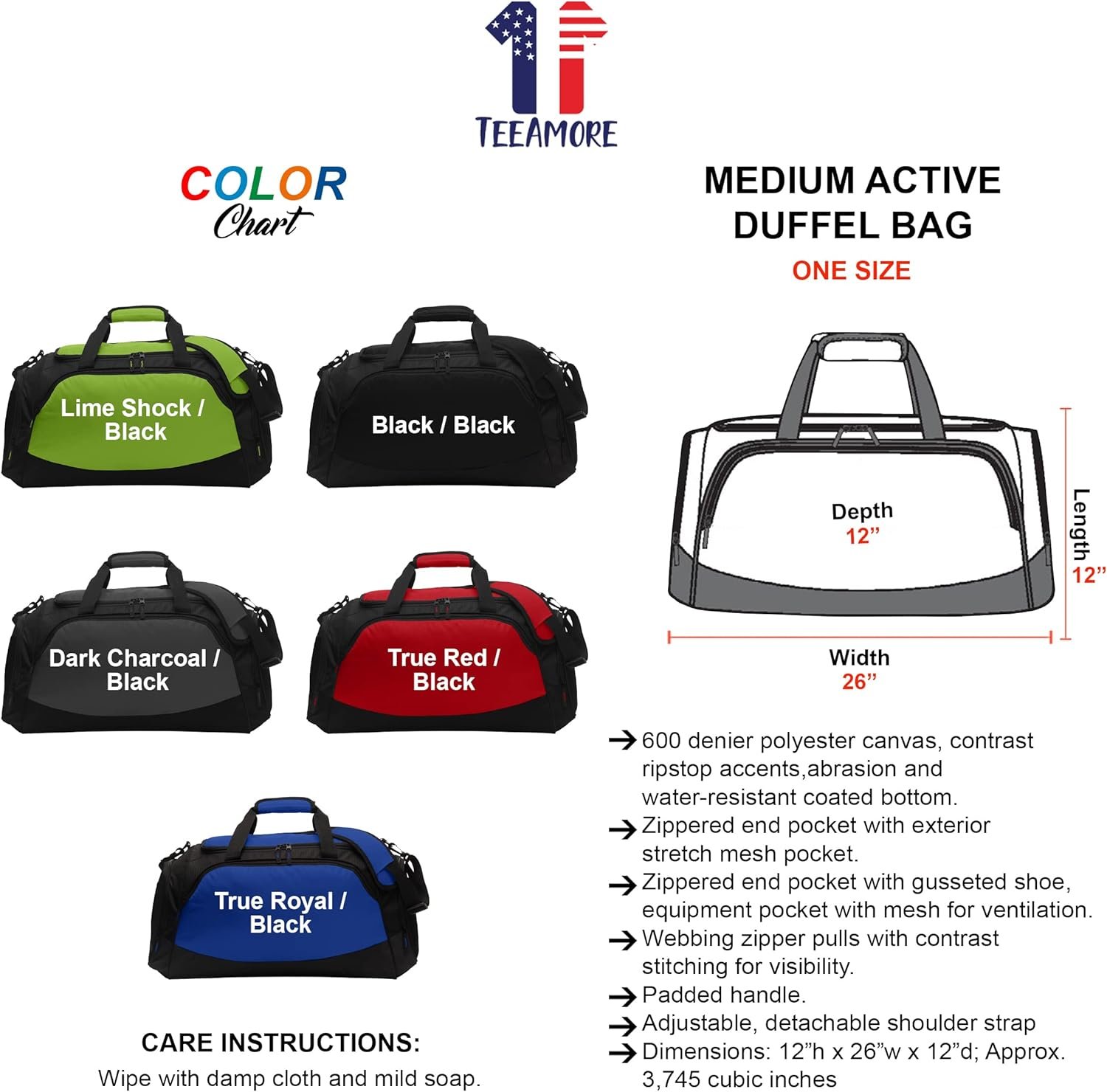 Private Label Medium Black Custom Logo Embroidered Sport Gym Travel Duffel Bag Manufacturer