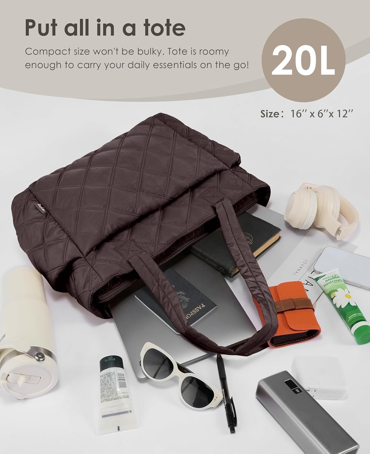 Factory Lightweight Puffer Tote Bags for Women Private Label Work with Compartments for Travel Custom Logo Quilted Shoulder Bag with Zipper