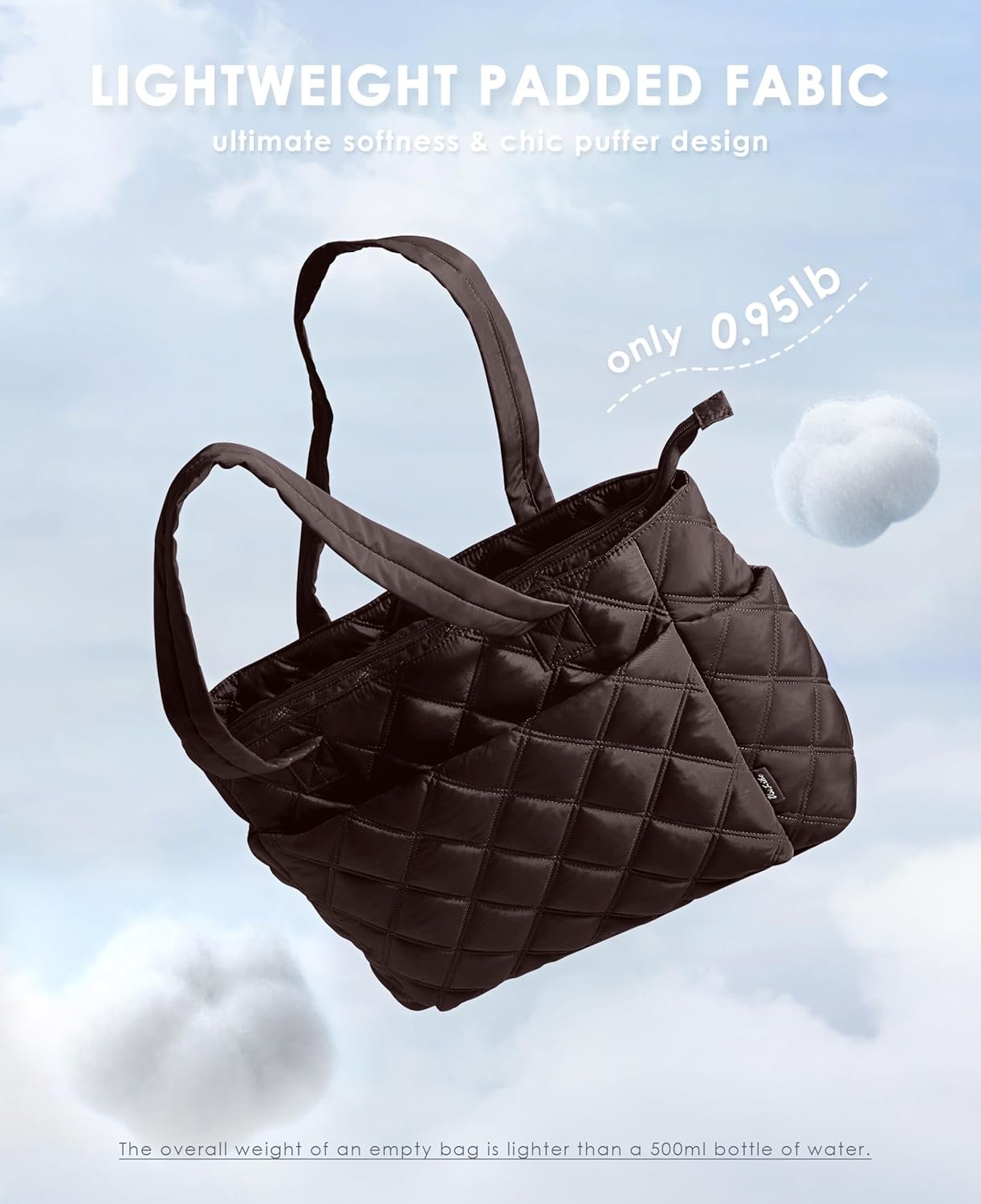 Factory Lightweight Puffer Tote Bags for Women Private Label Work with Compartments for Travel Custom Logo Quilted Shoulder Bag with Zipper