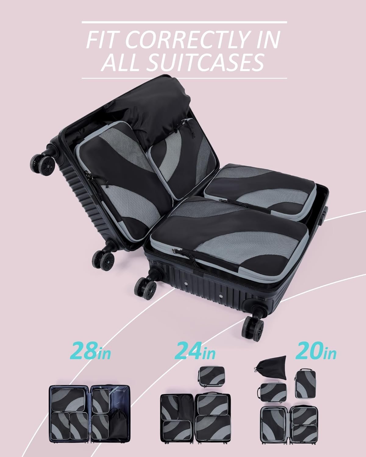 Manufacturer Compression Packing Cubes 6 Set/4 Set/2 Set Private Label Travel Packing Cubes for Carry-On Suitcases Custom Logo Lightweight Suitcase Organizers for Luggage