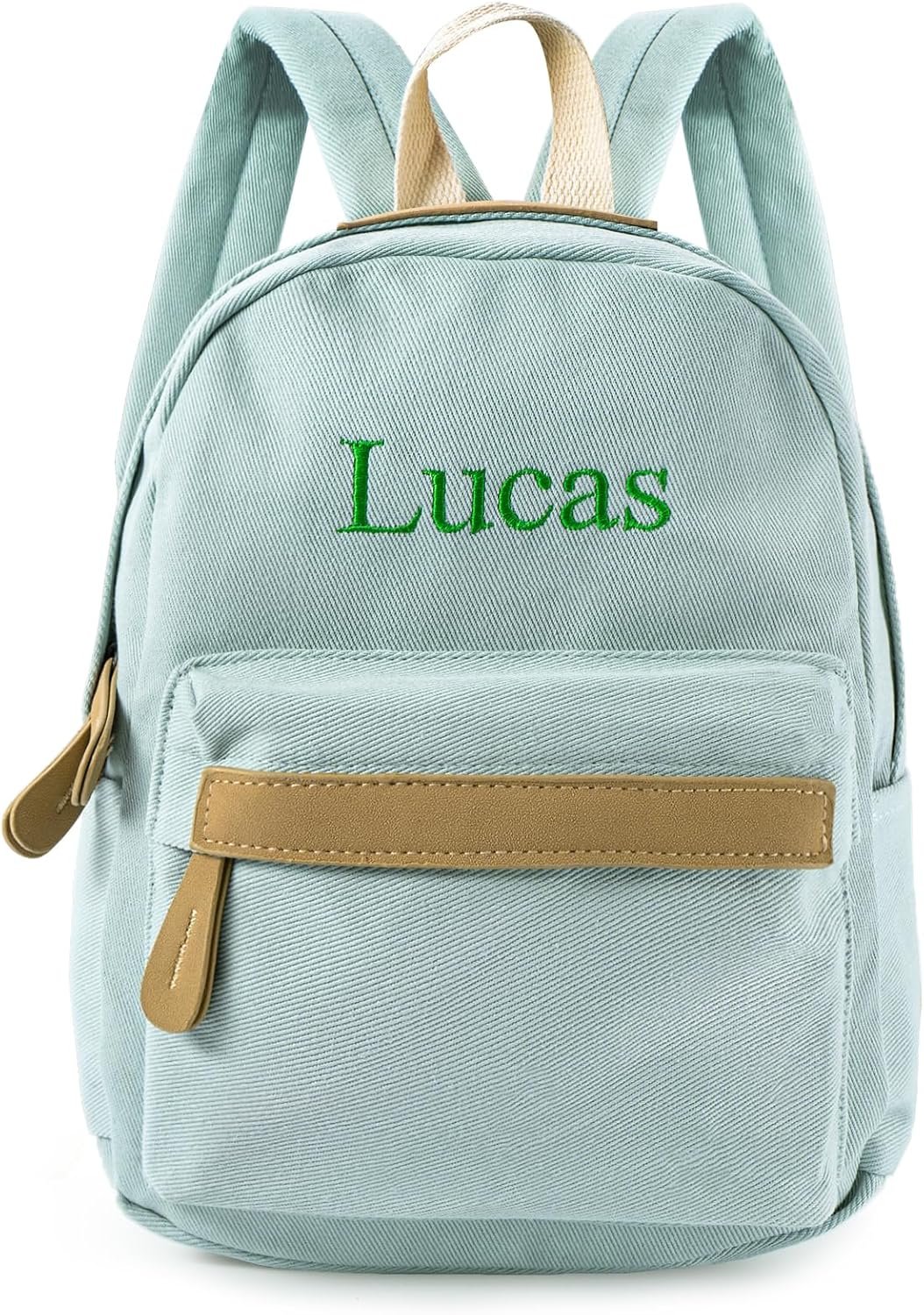 Manufacturer Daycare Backpack - Custom Logo Personalized Canvas with Name 12 Inch Classic Daypack with Back Pocket - Private Label Diapering Bag for Overnight Travel Birthday Gifts (Lake Green, Medium)