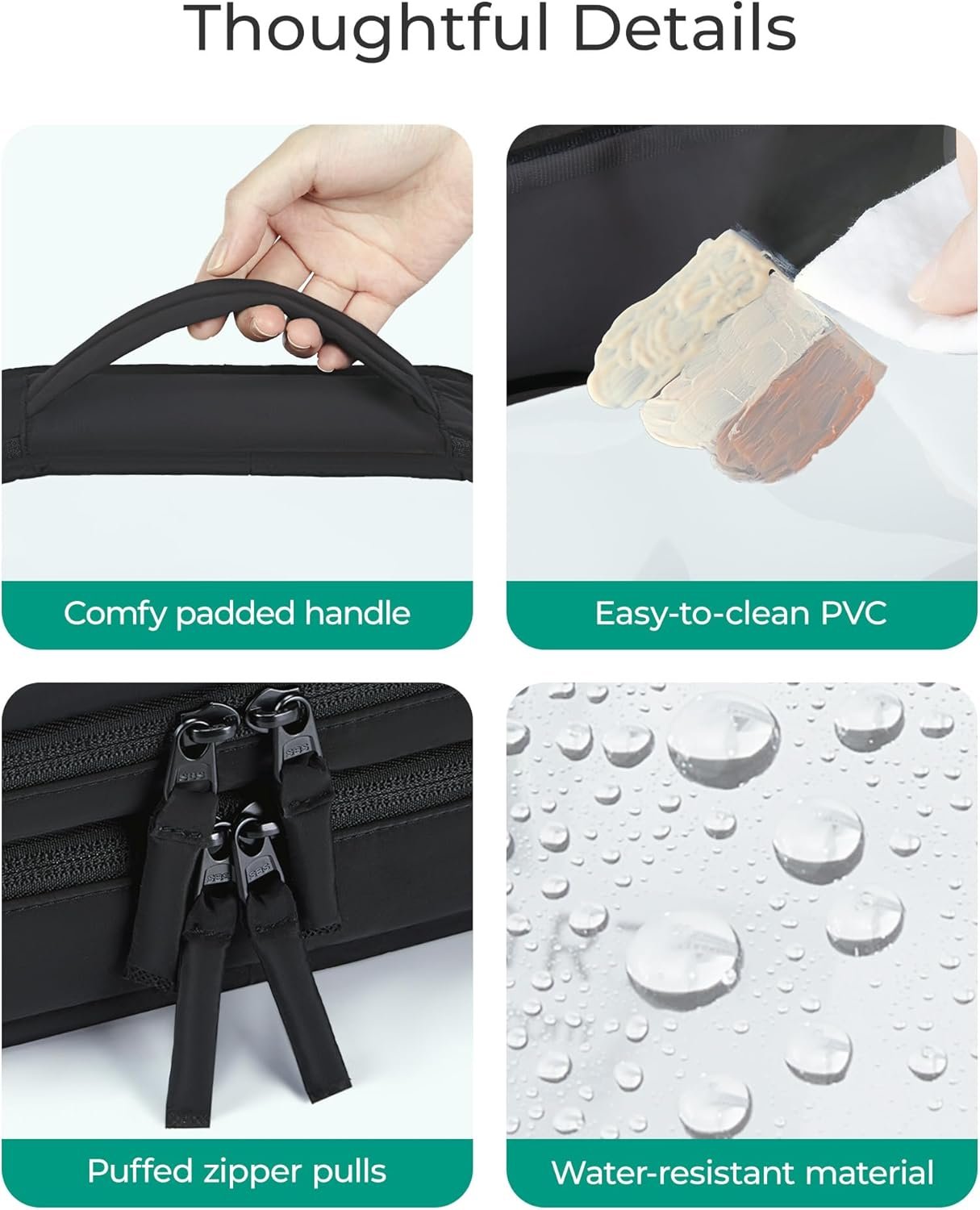 Custom Logo Double Layer Clear Makeup Bag TSA-Approved Toiletry Bag with Large Opening and Handle Private Label Water-Resistant Travel Cosmetic Bag Double Zipper for Car Essentials Factory Black