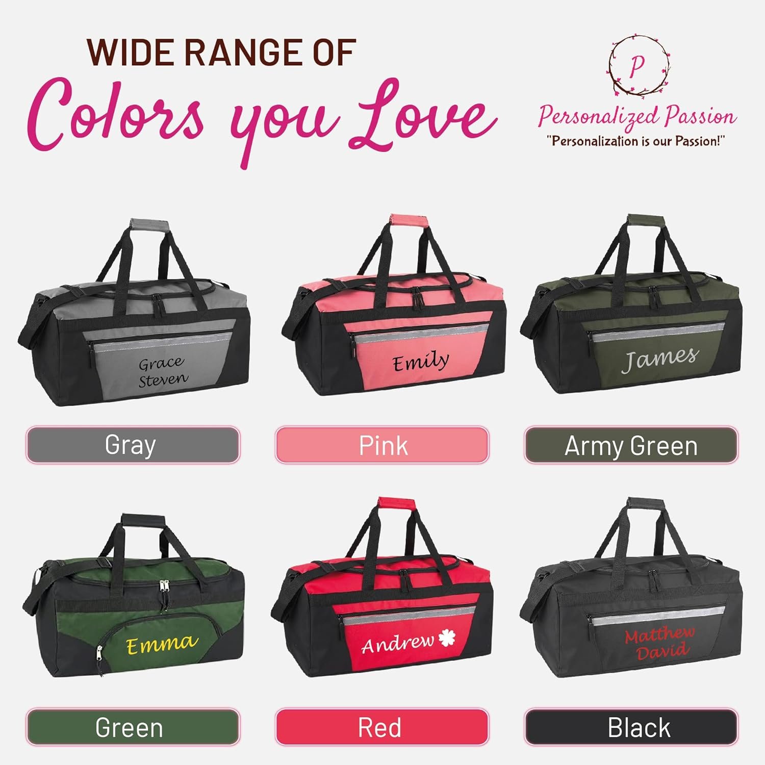 Private Label Personalized Duffel Bag for Men and Women - Custom Logo Perfect Sized Water Resistant Travel Duffel - Manufacturer Overnight Weekender Storage Bag Gray