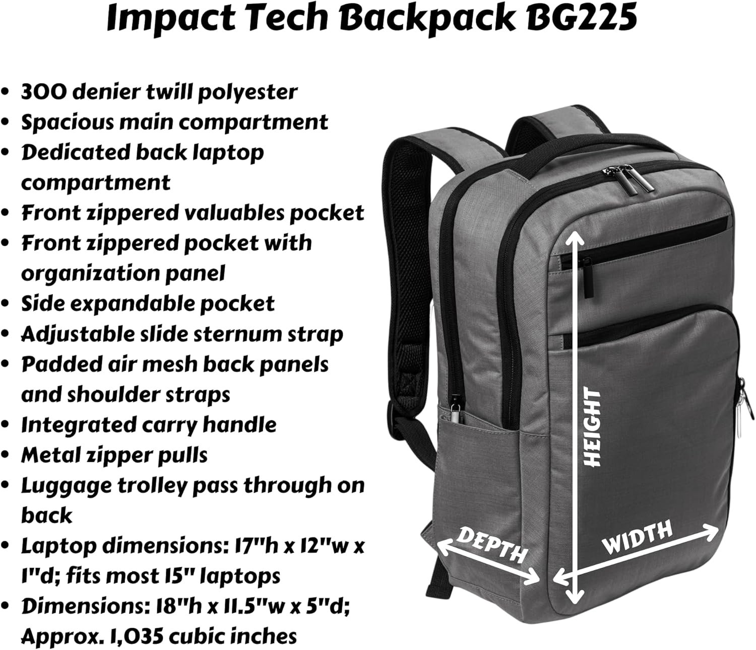 Custom Logo Laptop Backpack - Private Label Printed or Embroidered from Factory (225)