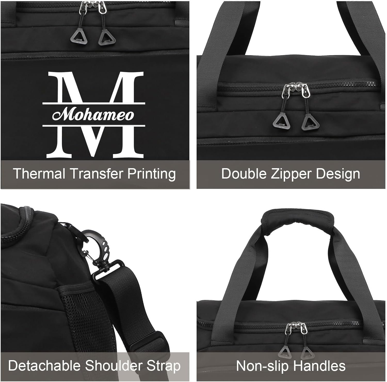 Custom Logo Personalized Travel Duffel Bag with Name Private Label Oxford Cloth Gym Weekender with Shoes Wet Pockets Sport Overnight Bag for Men Women Christmas Groomsman Brides Gift Factory