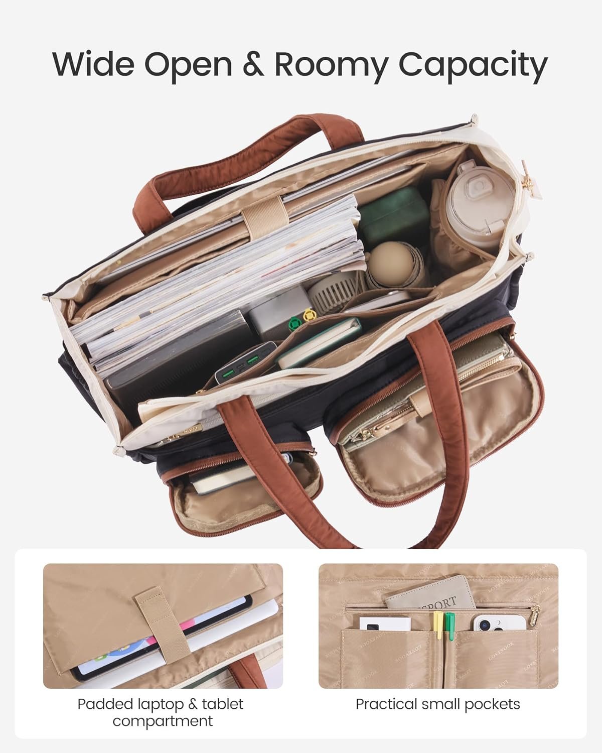 Manufacturer Teacher and Nurse Tote Bag for Women Custom Logo Multi-Pocket Laptop Bag with Large Cup Holder Private Label Work Travel Computer Handbag