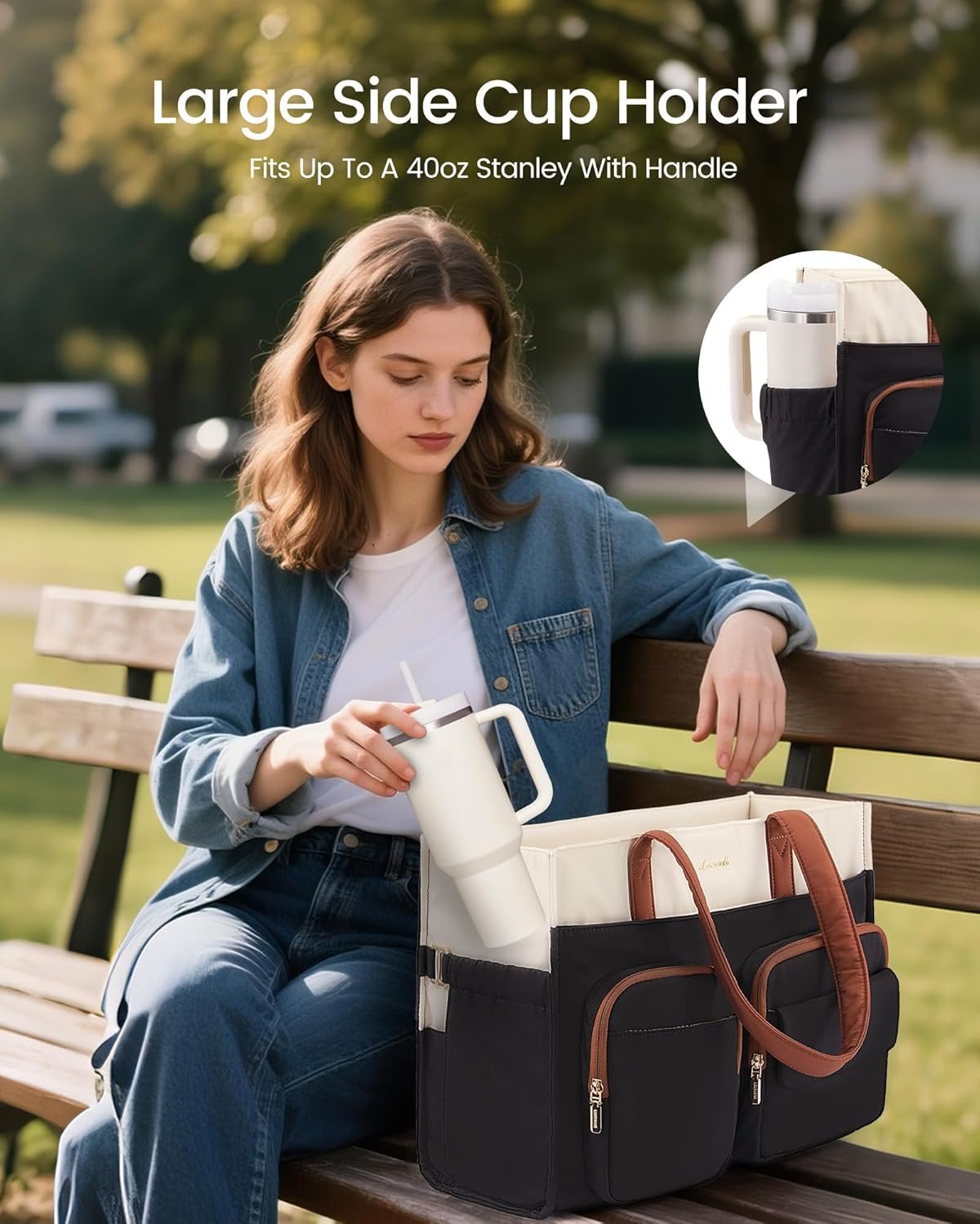 Manufacturer Teacher and Nurse Tote Bag for Women Custom Logo Multi-Pocket Laptop Bag with Large Cup Holder Private Label Work Travel Computer Handbag