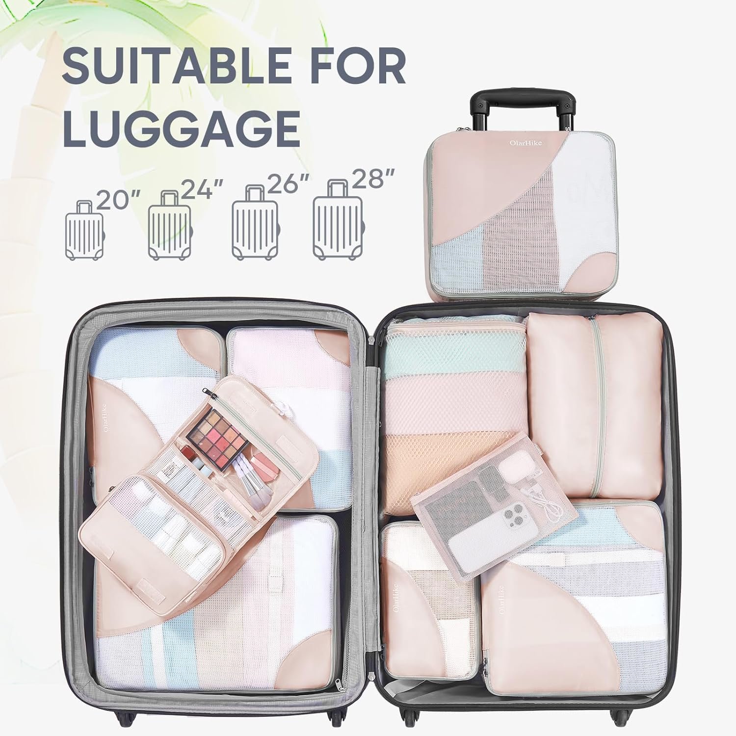 Private Label 10 Set Packing Cubes for Travel Gifts for Women Mom Custom Logo Anti-Tearing Suitcase Organizer for Luggage with Shoe & Hanging Toiletry Bag Factory Vacation Essentials & Accessories for Cruise Ship