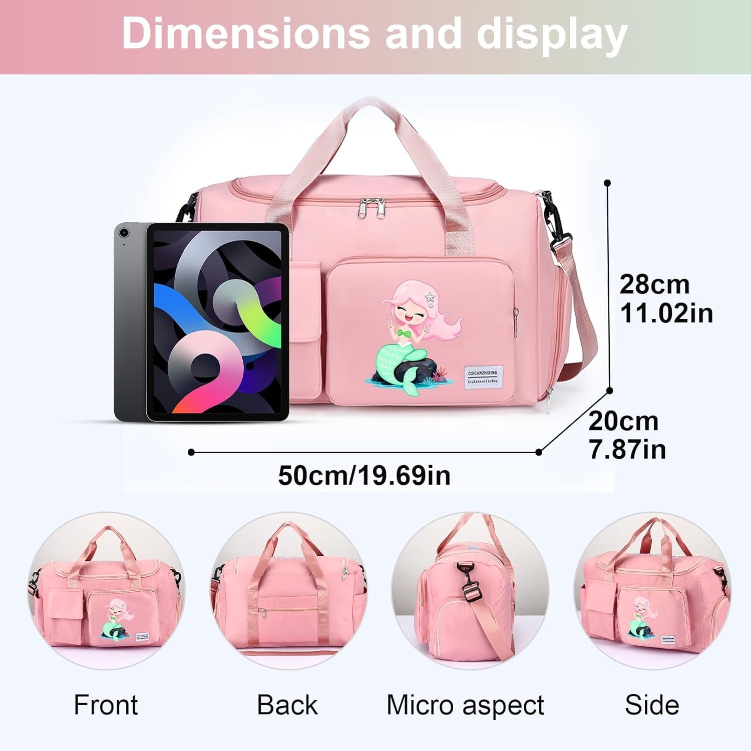 Custom Logo Personalized Duffle Bag with Embroidered Name and Pattern, Private Label Gym Bag for Women and Men with Shoe Compartment - Perfect for Travel Dance Cheer Overnight from Factory (9 Colors)
