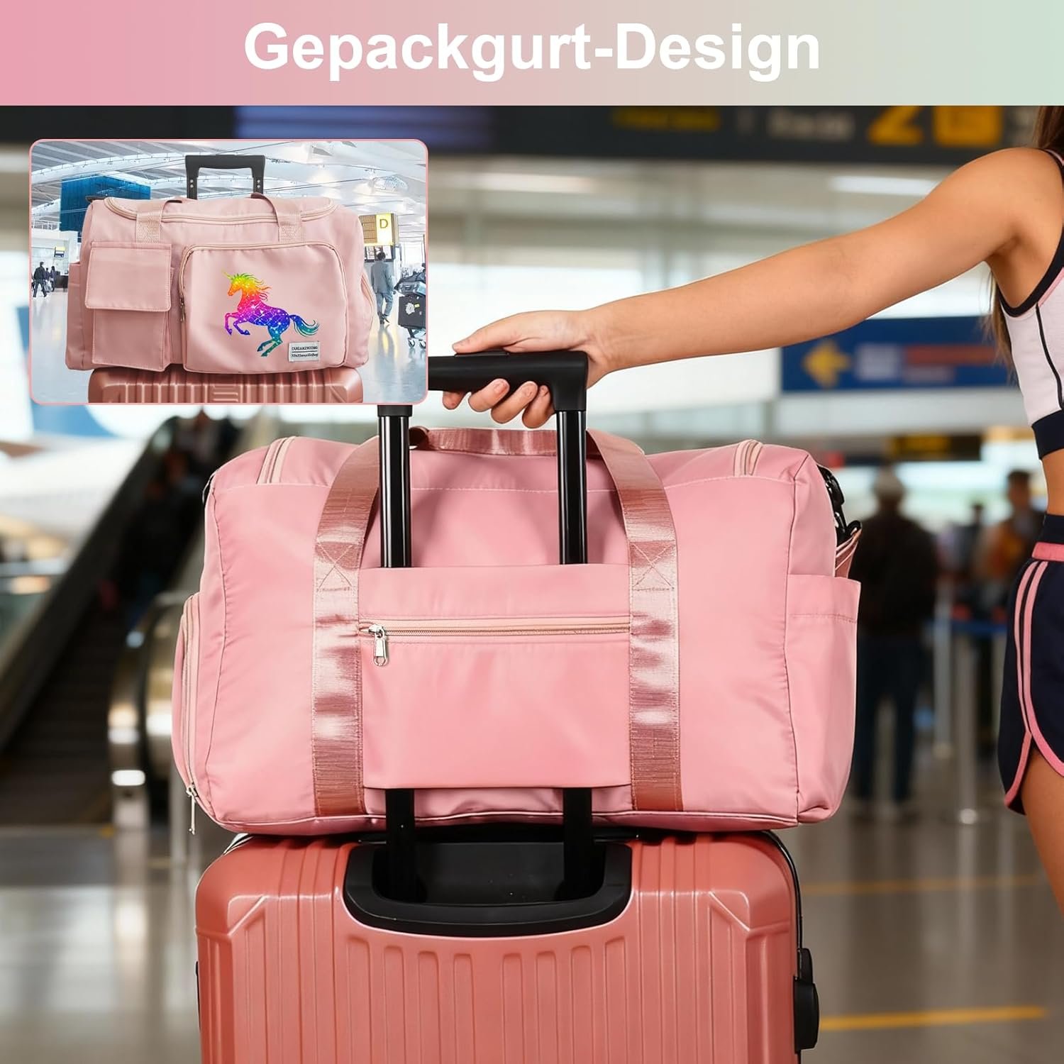 Custom Logo Personalized Duffle Bag with Embroidered Name and Pattern, Private Label Gym Bag for Women and Men with Shoe Compartment - Perfect for Travel Dance Cheer Overnight from Factory (9 Colors)