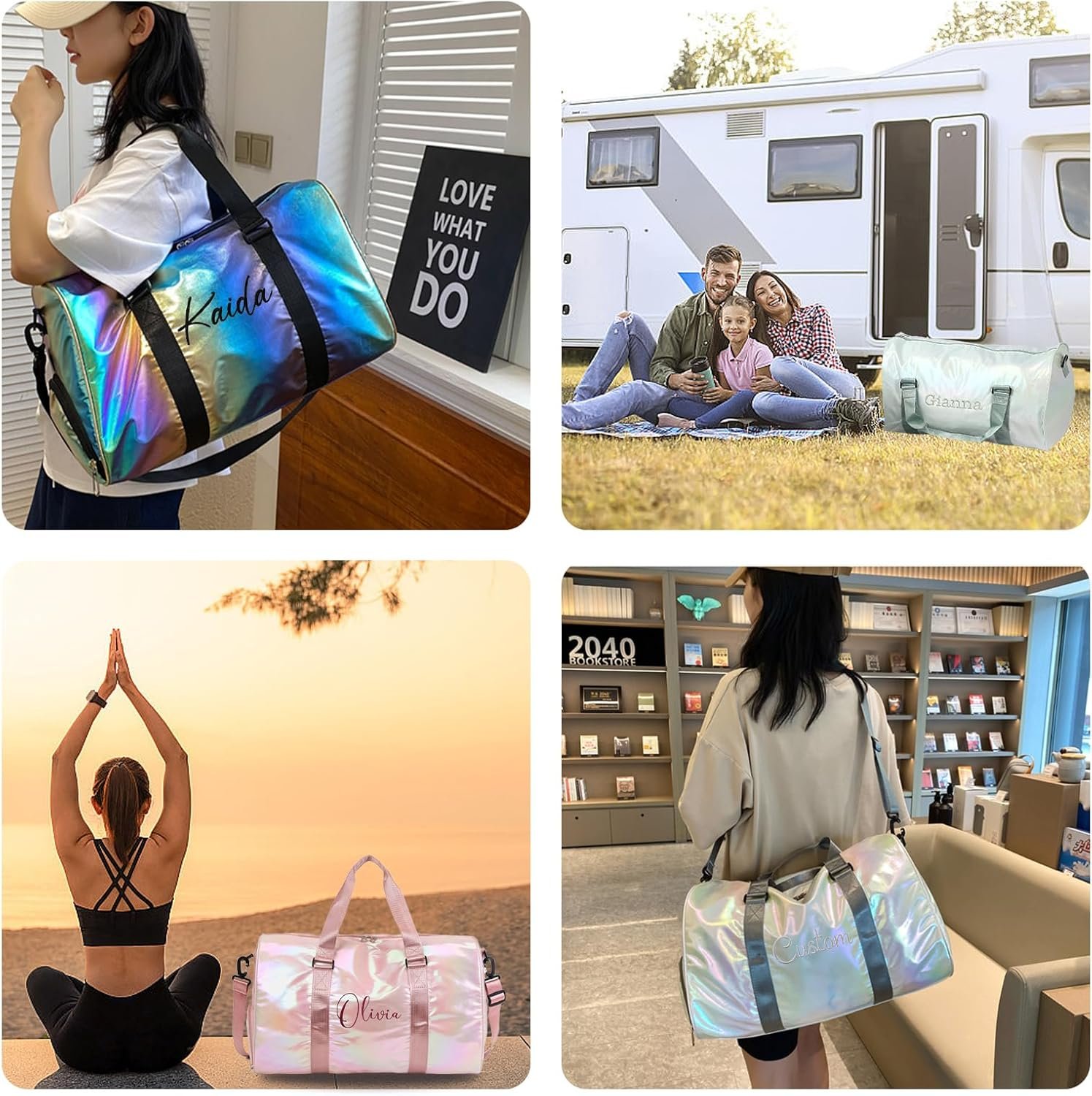 Private Label Ballet Dance Gym Bag for Girls with Personalized Embroidery Name Wet Dry Pockets Shoe Compartment Travel Duffel Weekender Overnight for Women Bridesmaid Birthday Gift Custom Logo Manufacturer