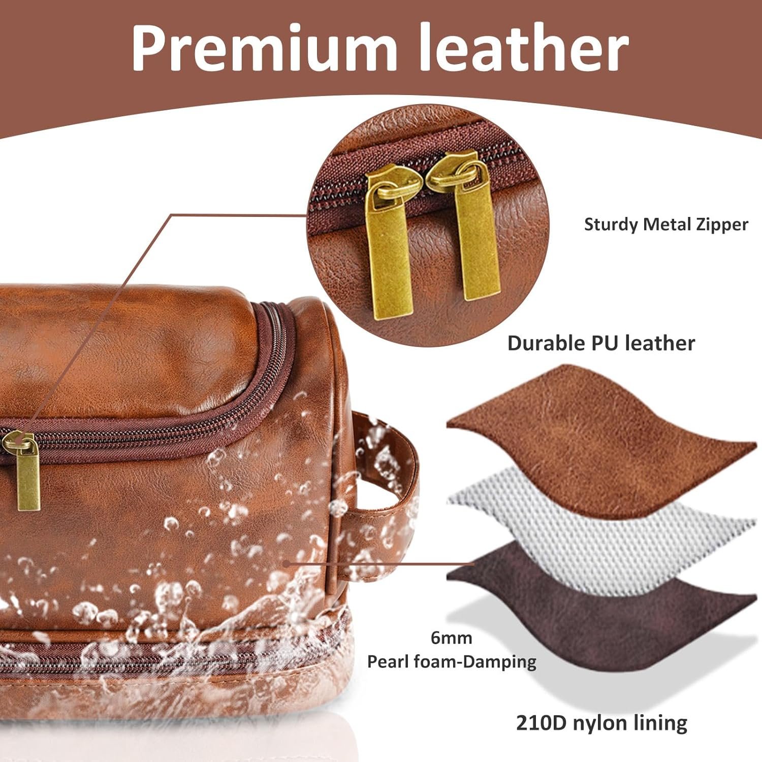Custom Logo Personalized Gifts for Men Private Label Leather Toiletry Travel Shaving Bag Engraved for Dad Husband Groomsmen Son Father's Day Birthday Wedding Anniversary Direct from Manufacturer