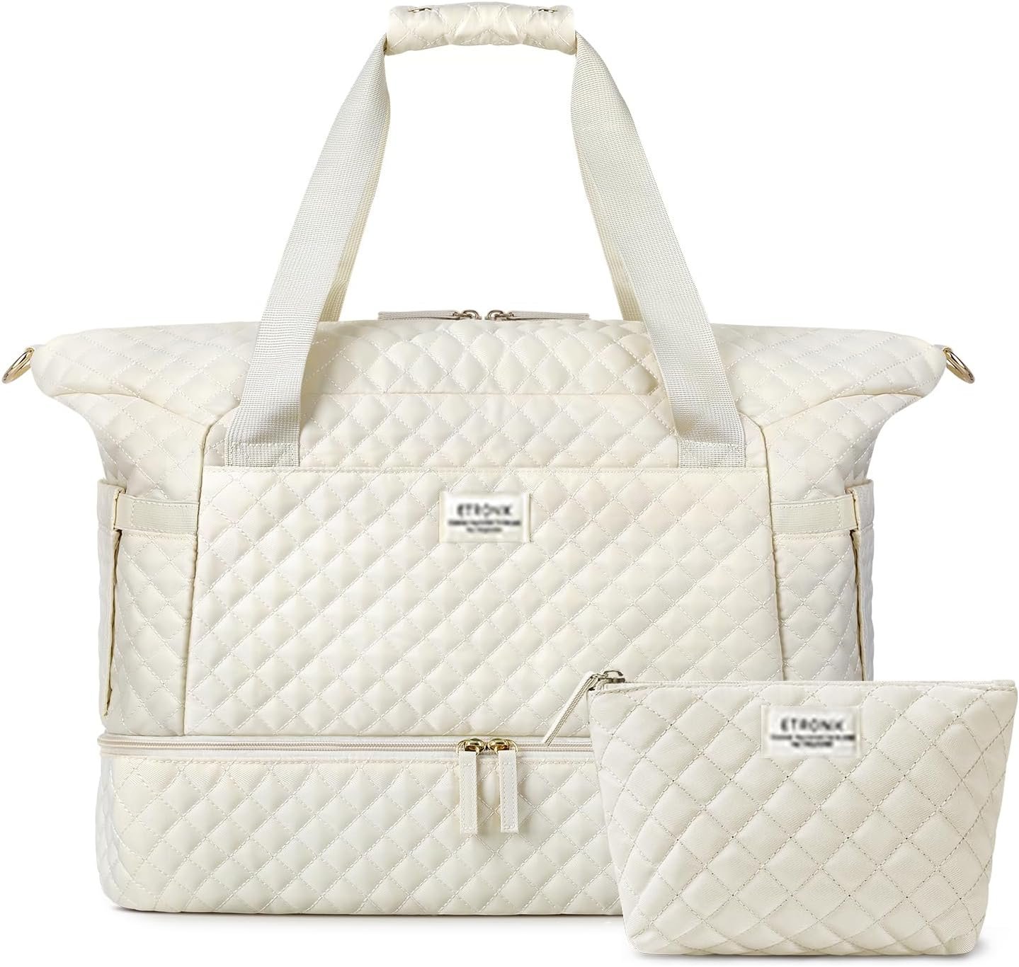 Manufacturer Weekender Bags for Women Personal Item Travel Bag with Wet Pocket and Shoes Compartment, Custom Logo 37L Duffel Hospital Bag for Labor Delivery, Private Label Beige