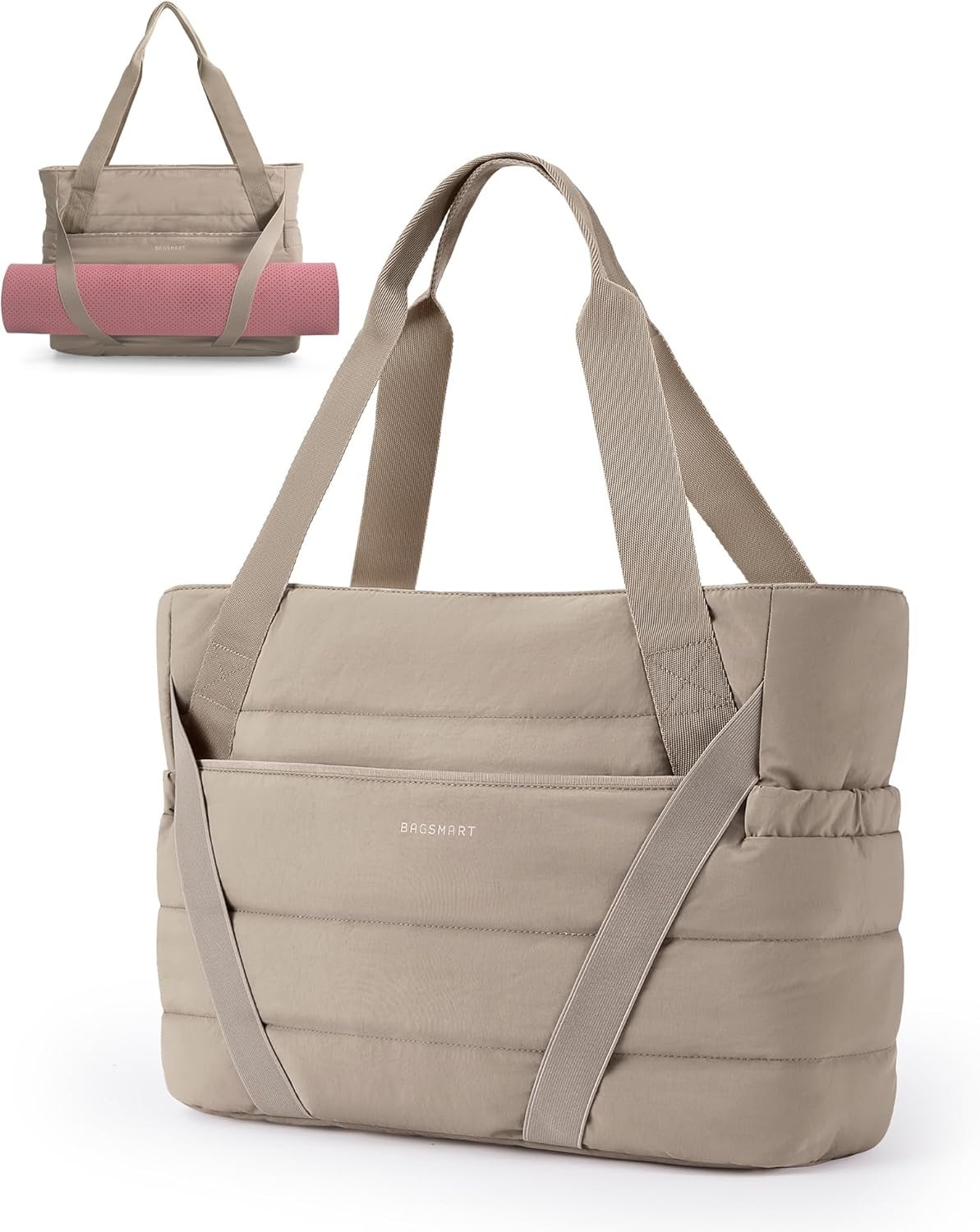 Private Label Tote Bag for Women with Zipper Yoga Mat Straps Custom Logo Quilted Gym Tote for Travel Work Sport Manufacturer