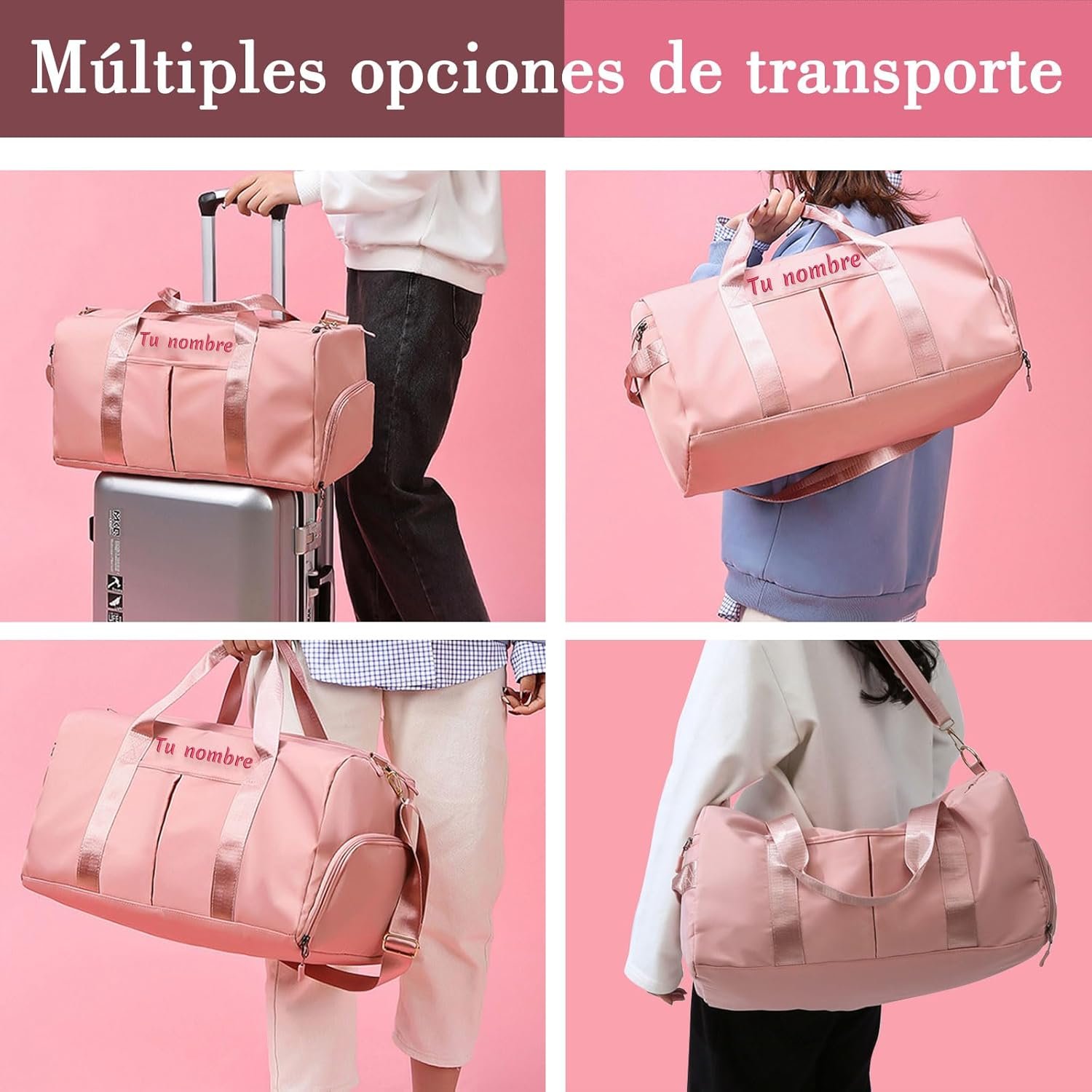 Custom Logo Embroidered Gym Duffel Bag - Private Label Personalized Sports Travel Overnight Bag with Waterproof Shoe Compartment Wet/Dry Pockets and Adjustable Strap - Manufacturer